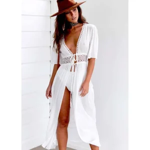 Robe De Plage Longue Dentelle Blanche