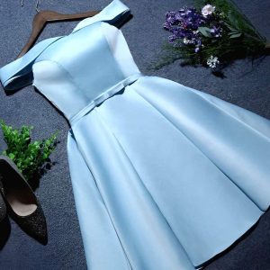 Robe Satin Bleu Ciel