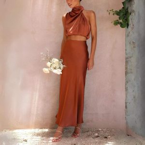 Robe Satin Rouille