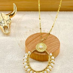 Sautoir Bohème Perles Blanches