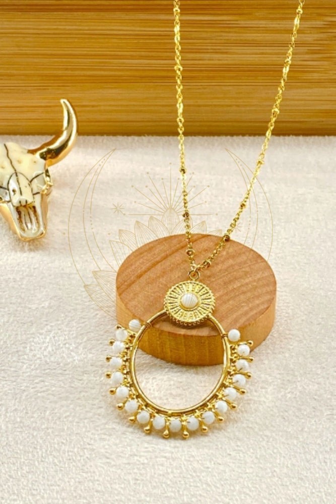 Sautoir Bohème Perles Blanches