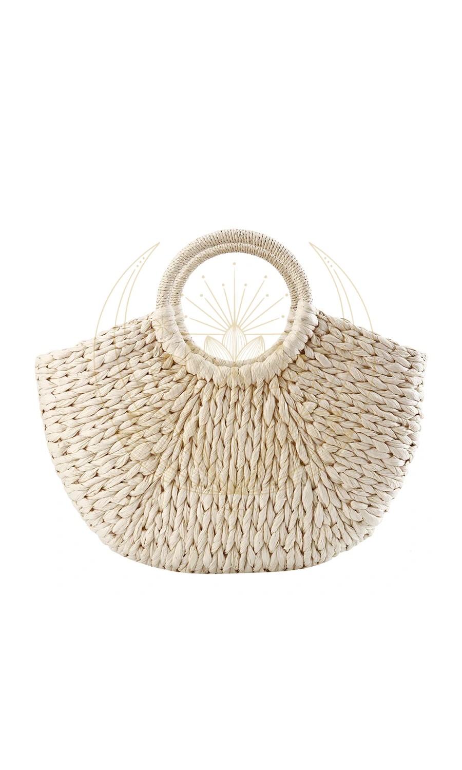Sac Panier Osier Rond Beige – Image 5