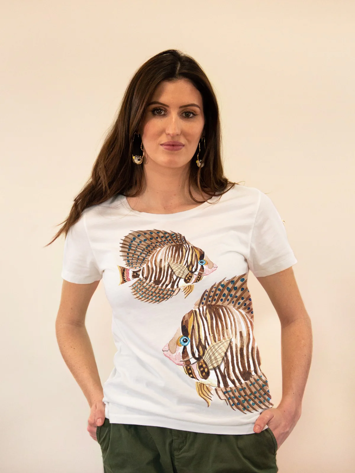 T-shirt Olga - poissons marrons