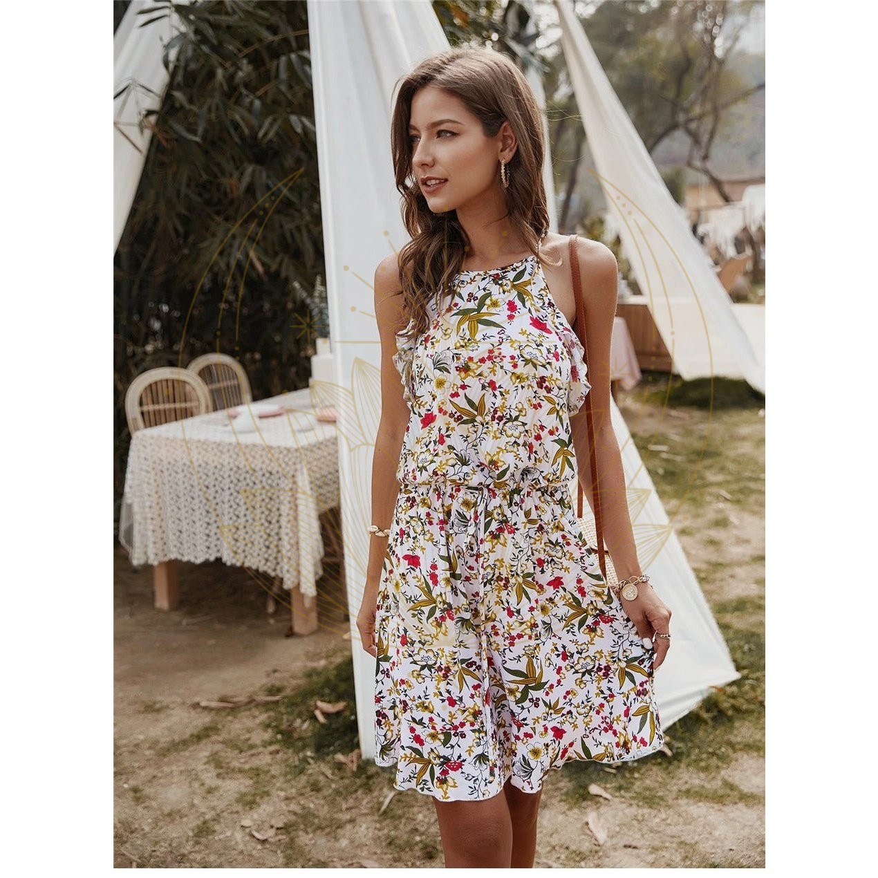 Robe hippie Blanche Fleurie – Image 5