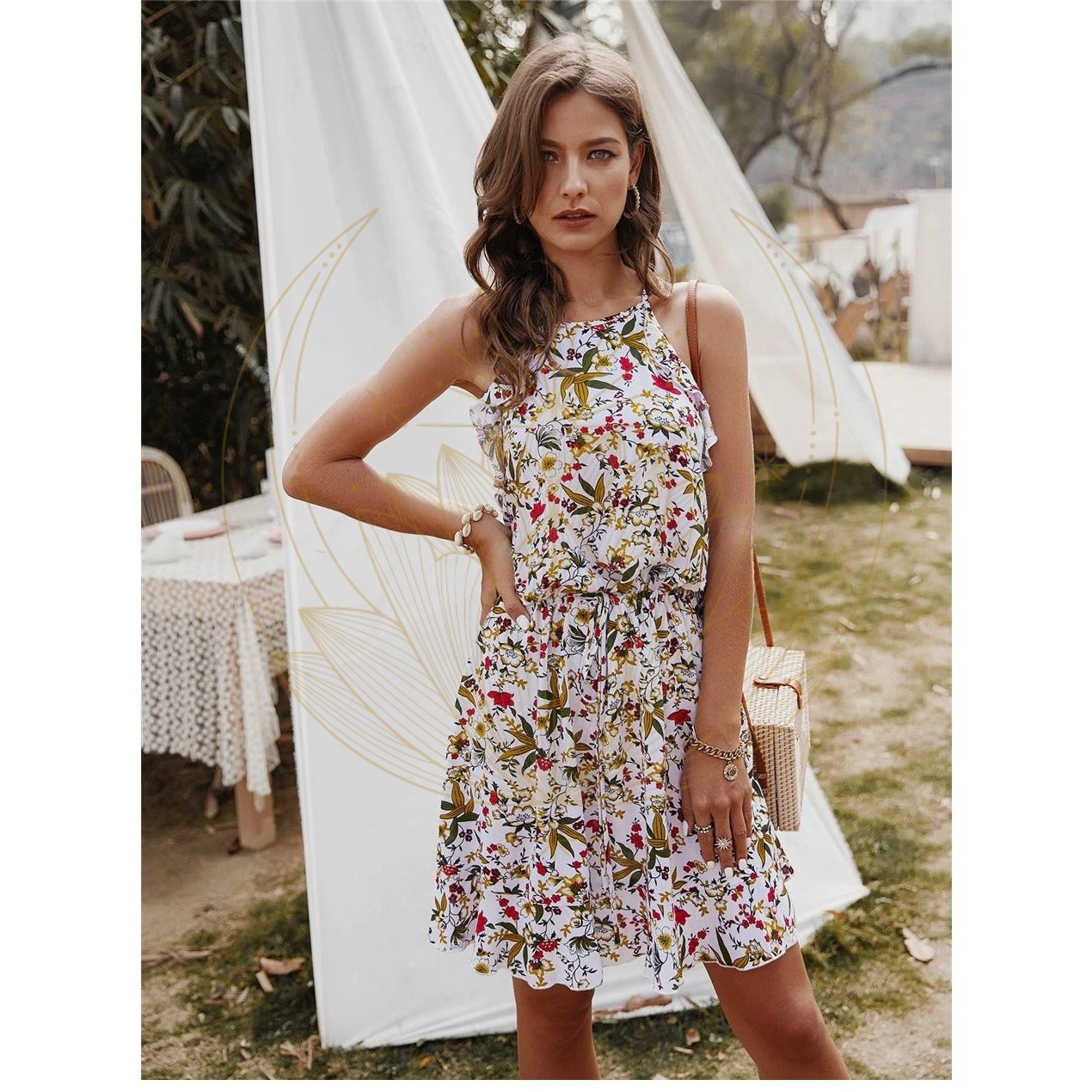 Robe hippie Blanche Fleurie – Image 7