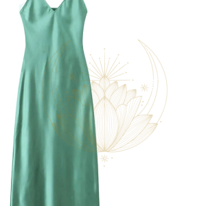 Robe longue satin vert jade